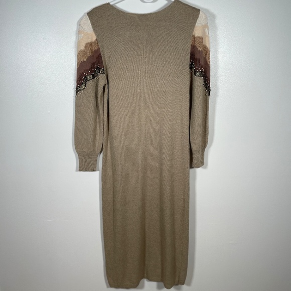 VTG CAROLE M. STUDIO Cocktail Dress Beige Size S Rayon Angora Rabbit Hair - Picture 6 of 15